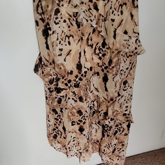 Bar||| Beige Printed Ruffle Slip Dress - Picture 4 of 11